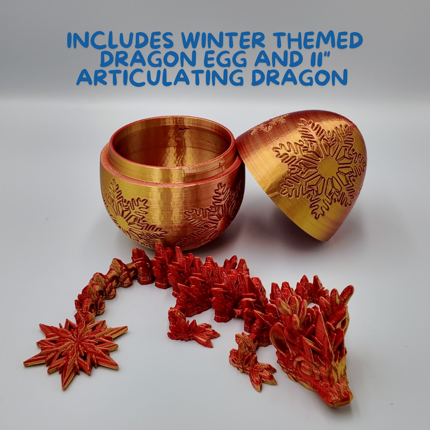 Winter Dragon Egg - 11" Dragons Articulating Joints - Snowflake Themed