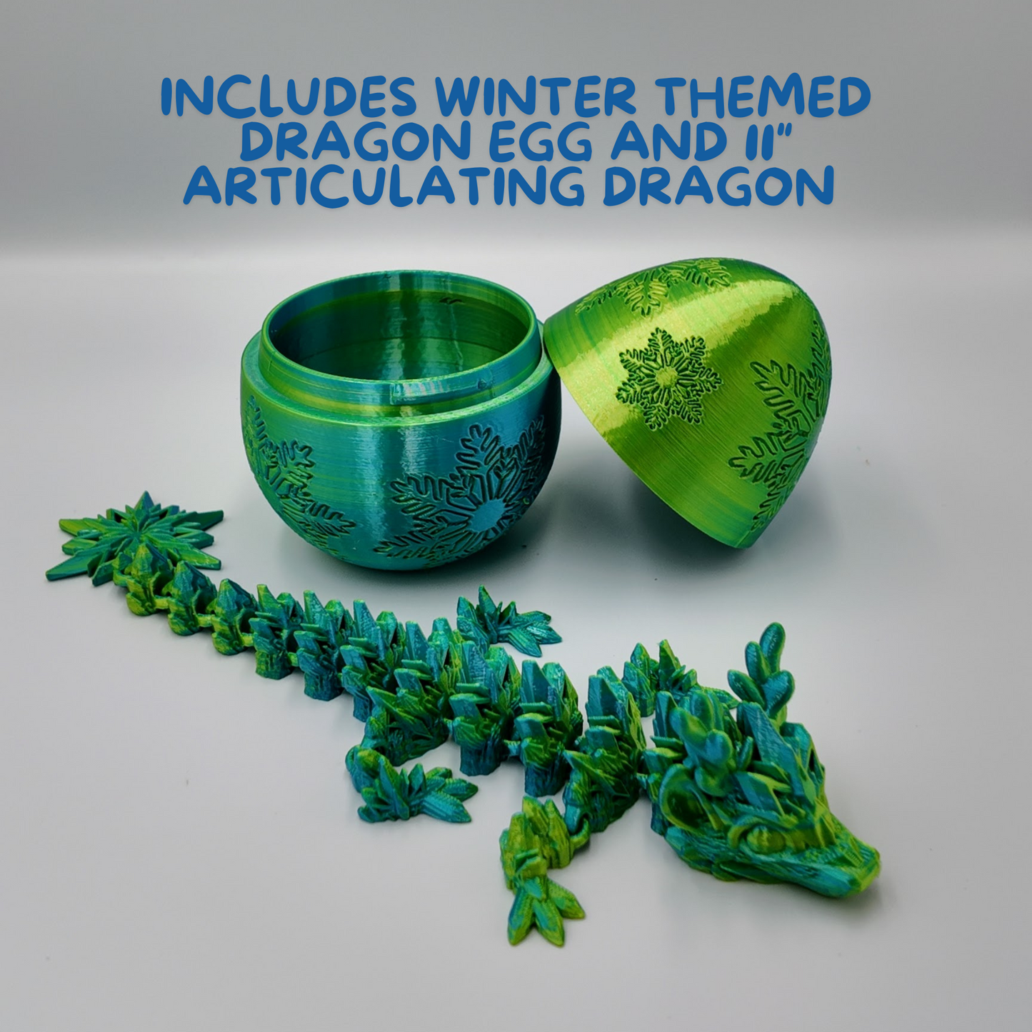 Winter Dragon Egg - 11" Dragons Articulating Joints - Snowflake Themed