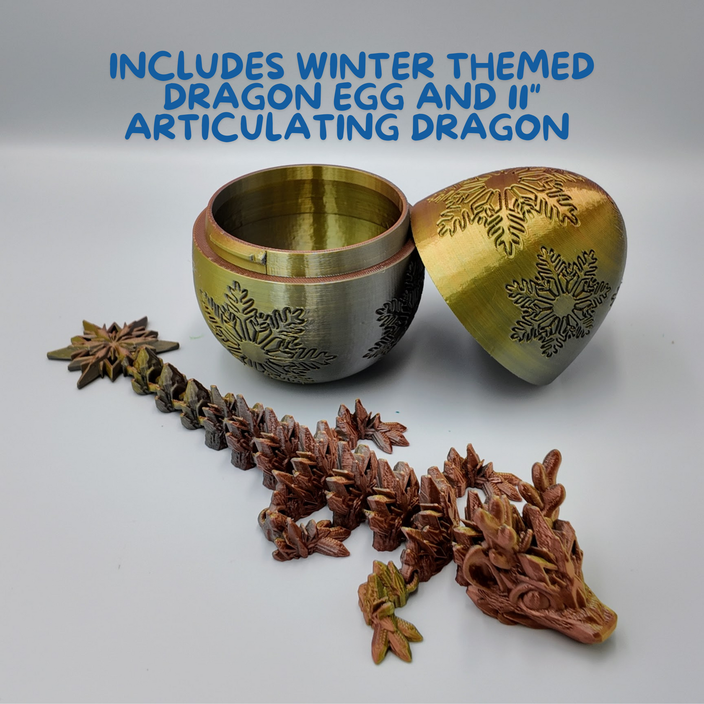 Winter Dragon Egg - 11" Dragons Articulating Joints - Snowflake Themed