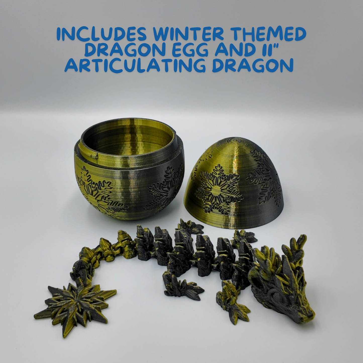 Winter Dragon Egg - 11" Dragons Articulating Joints - Snowflake Themed