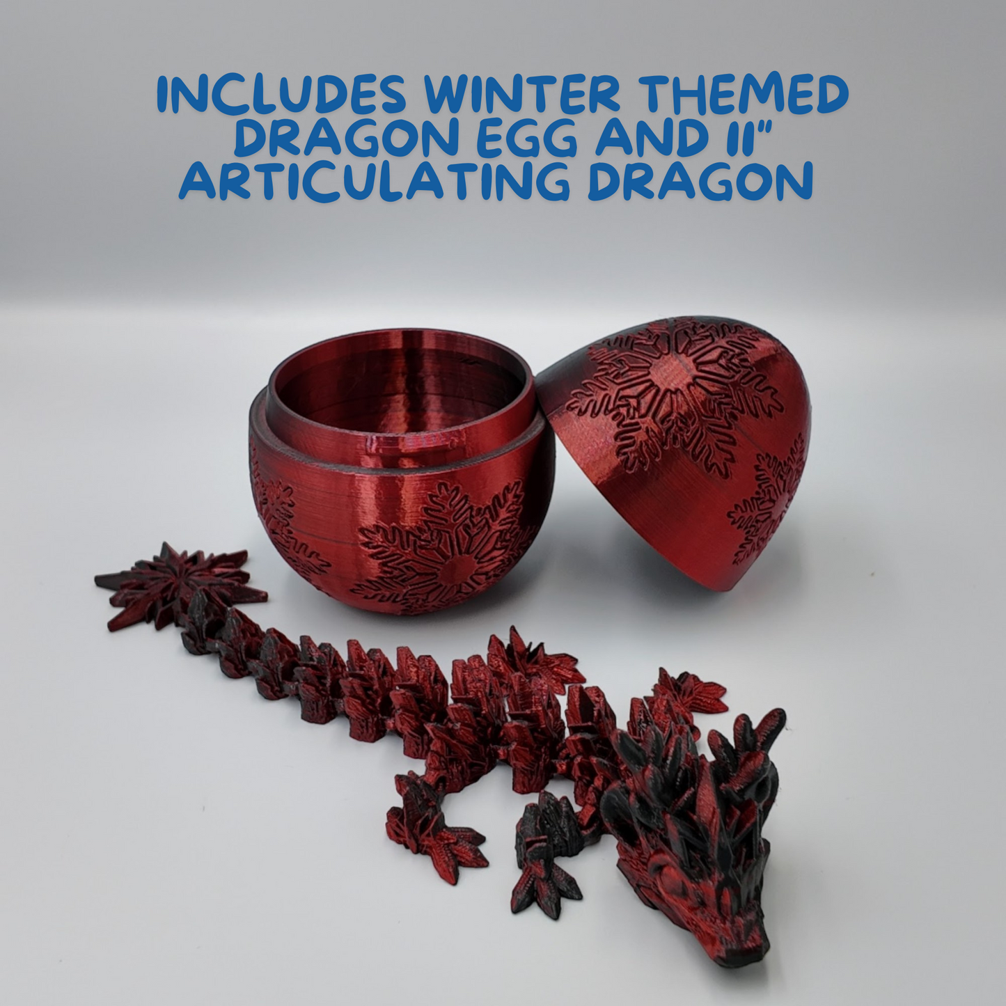 Winter Dragon Egg - 11" Dragons Articulating Joints - Snowflake Themed