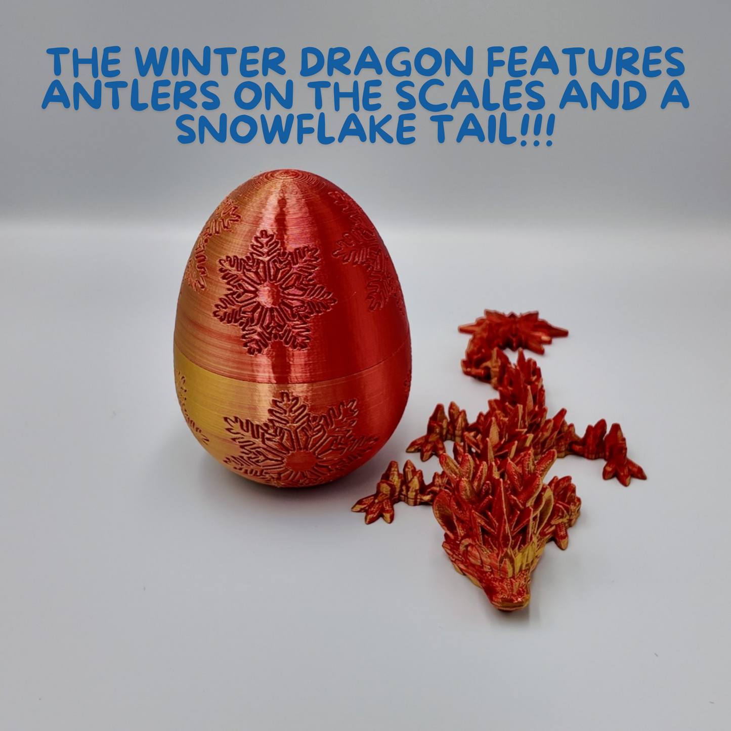 Winter Dragon Egg - 11" Dragons Articulating Joints - Snowflake Themed