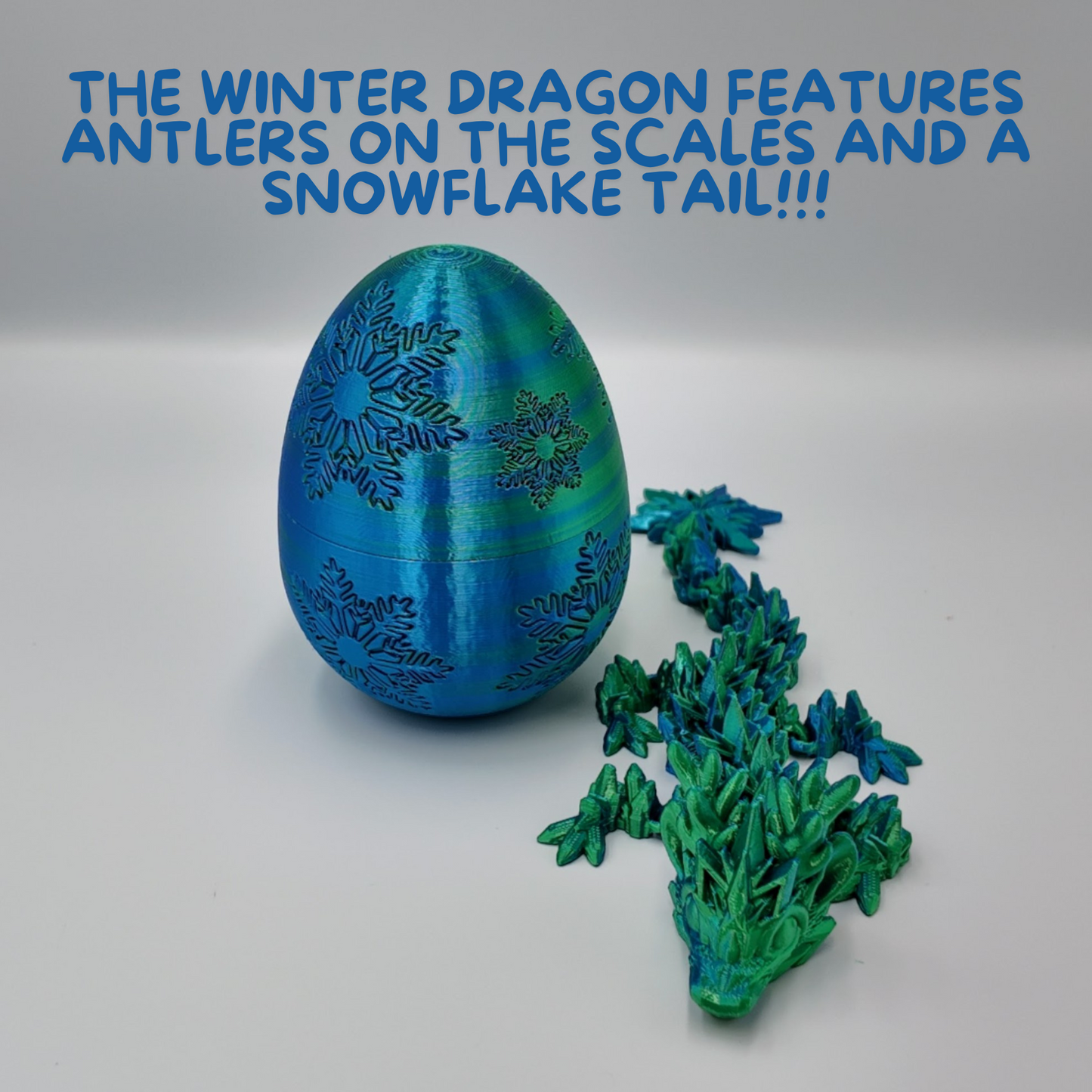 Winter Dragon Egg - 11" Dragons Articulating Joints - Snowflake Themed