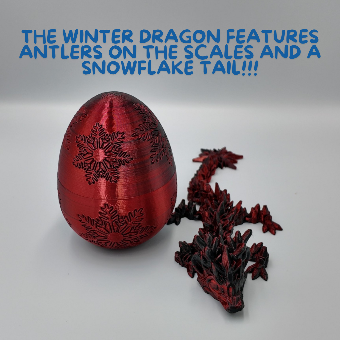 Winter Dragon Egg - 11" Dragons Articulating Joints - Snowflake Themed