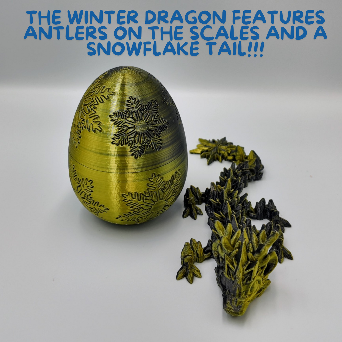 Winter Dragon Egg - 11" Dragons Articulating Joints - Snowflake Themed