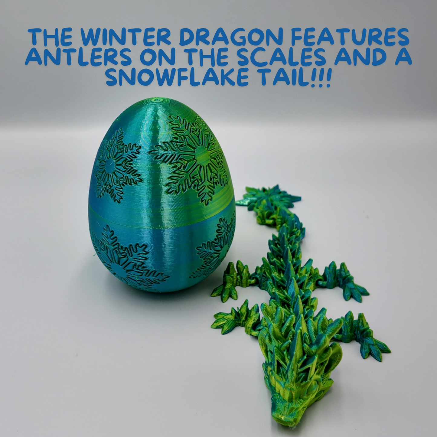 Winter Dragon Egg - 11" Dragons Articulating Joints - Snowflake Themed