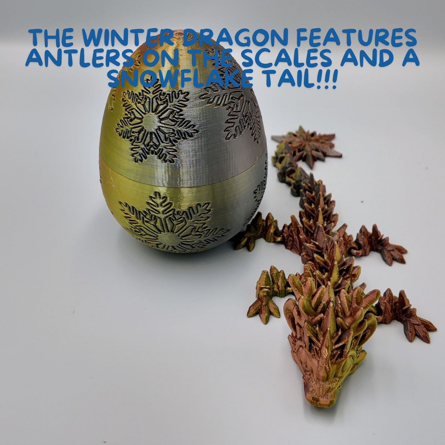 Winter Dragon Egg - 11" Dragons Articulating Joints - Snowflake Themed