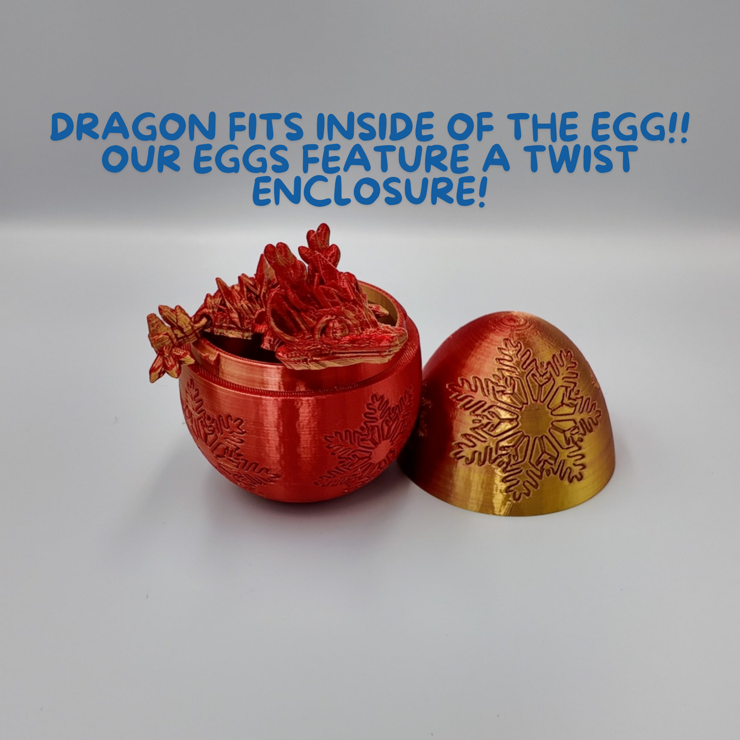 Winter Dragon Egg - 11" Dragons Articulating Joints - Snowflake Themed