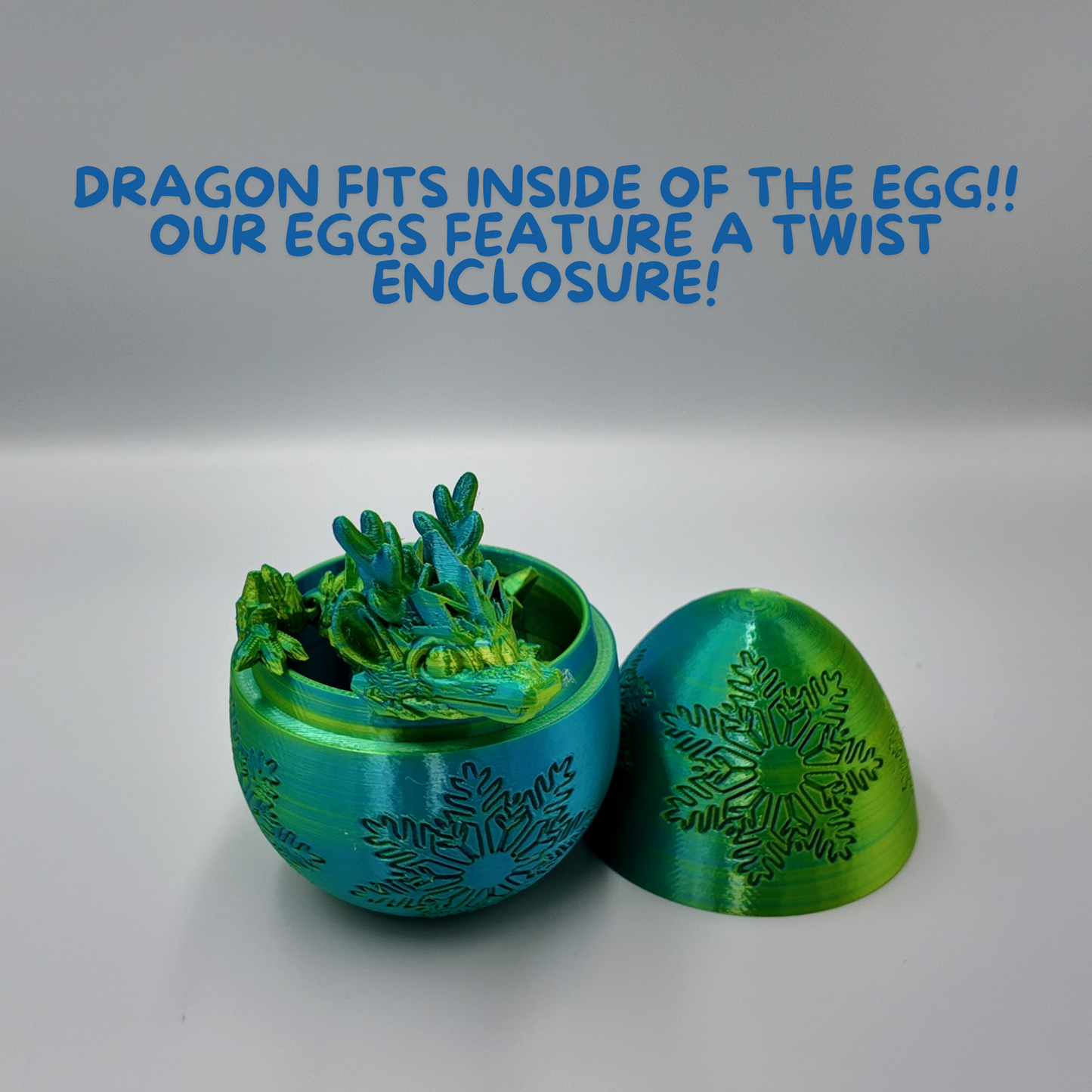 Winter Dragon Egg - 11" Dragons Articulating Joints - Snowflake Themed