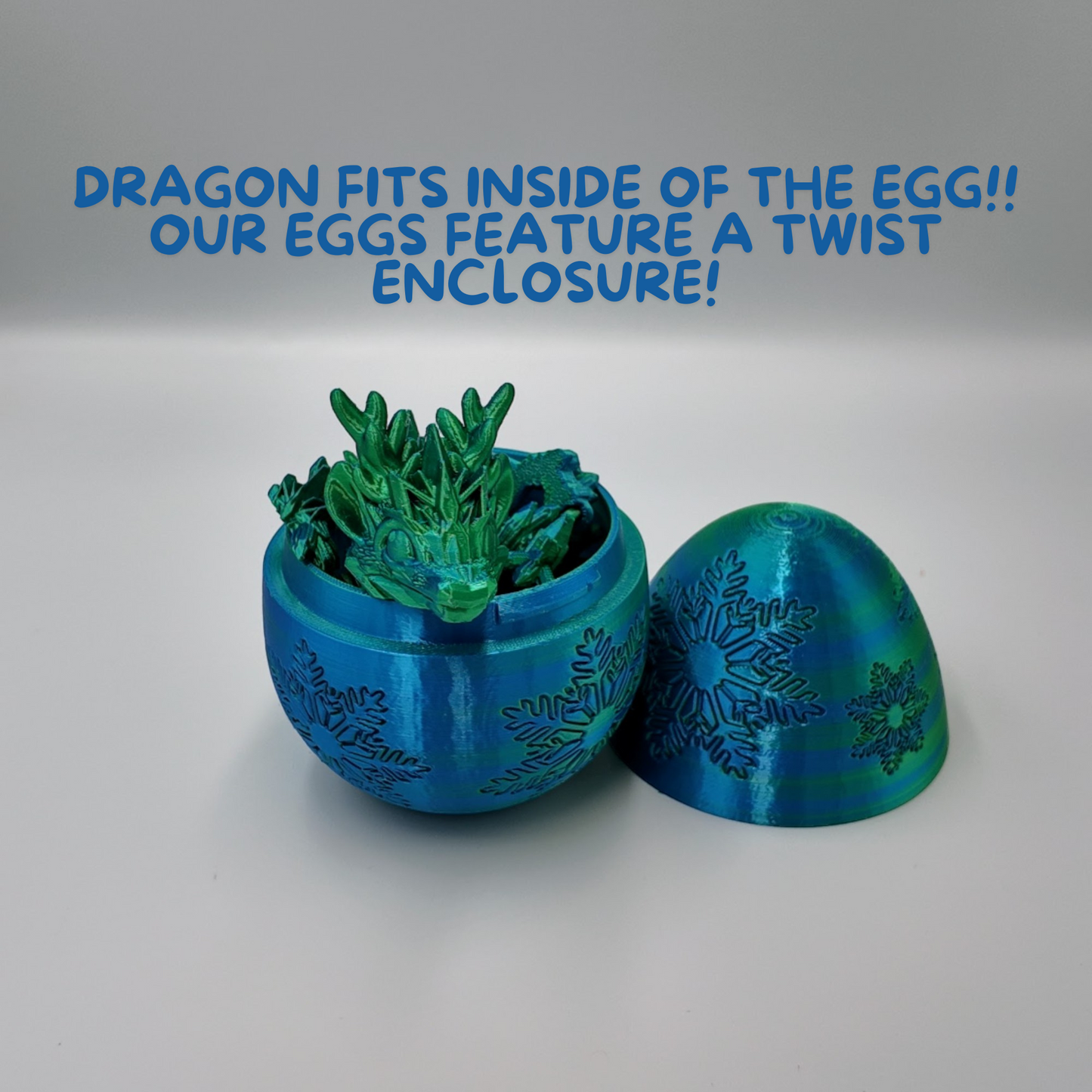 Winter Dragon Egg - 11" Dragons Articulating Joints - Snowflake Themed