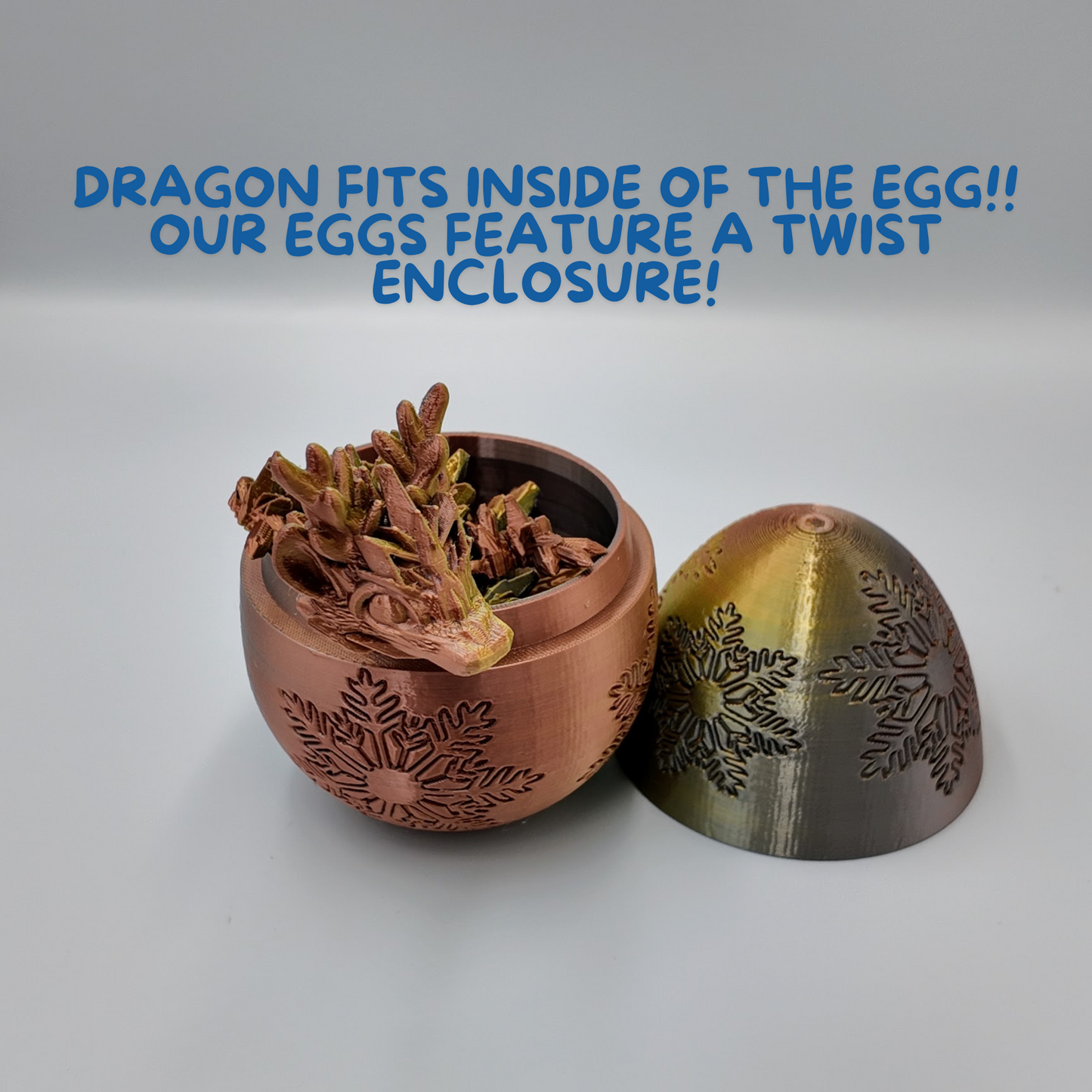 Winter Dragon Egg - 11" Dragons Articulating Joints - Snowflake Themed