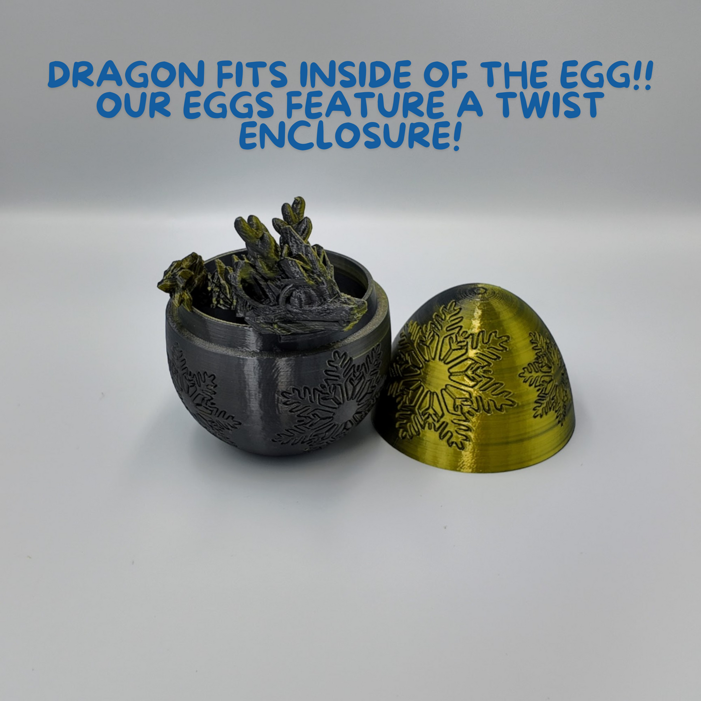 Winter Dragon Egg - 11" Dragons Articulating Joints - Snowflake Themed