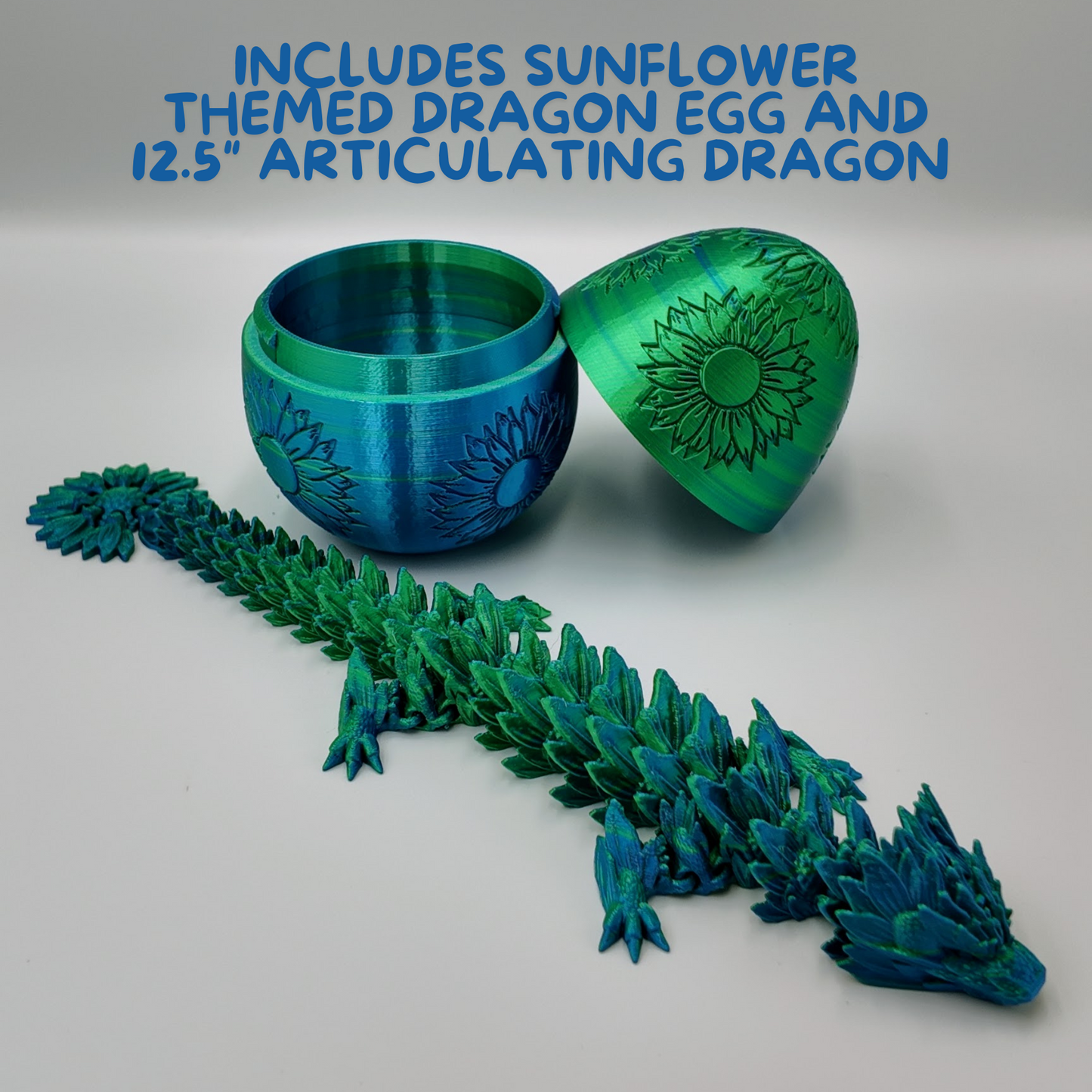 Sunflower Dragon Egg - 12.5" Dragons Articulating Joints - Sunflower Themed