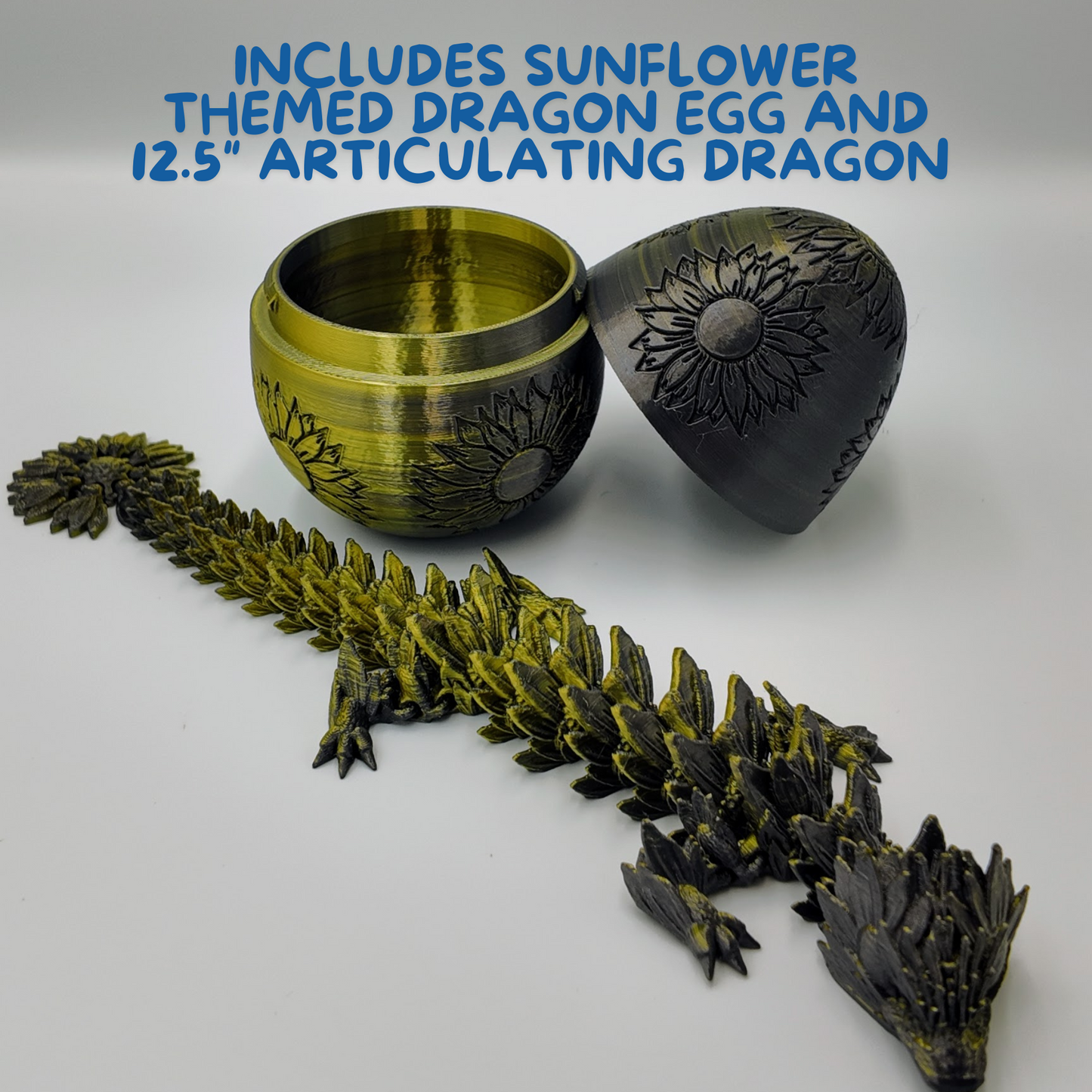 Sunflower Dragon Egg - 12.5" Dragons Articulating Joints - Sunflower Themed