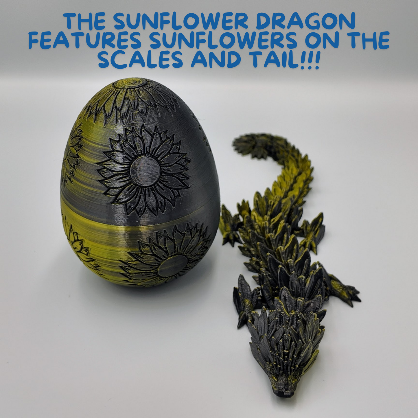 Sunflower Dragon Egg - 12.5" Dragons Articulating Joints - Sunflower Themed