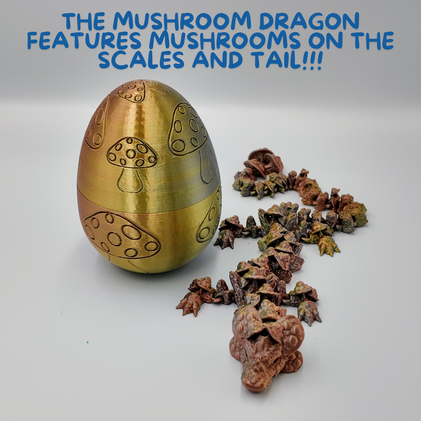 Mushroom Dragon Egg - 16" Dragons Articulating Joints - Mushroom Themed