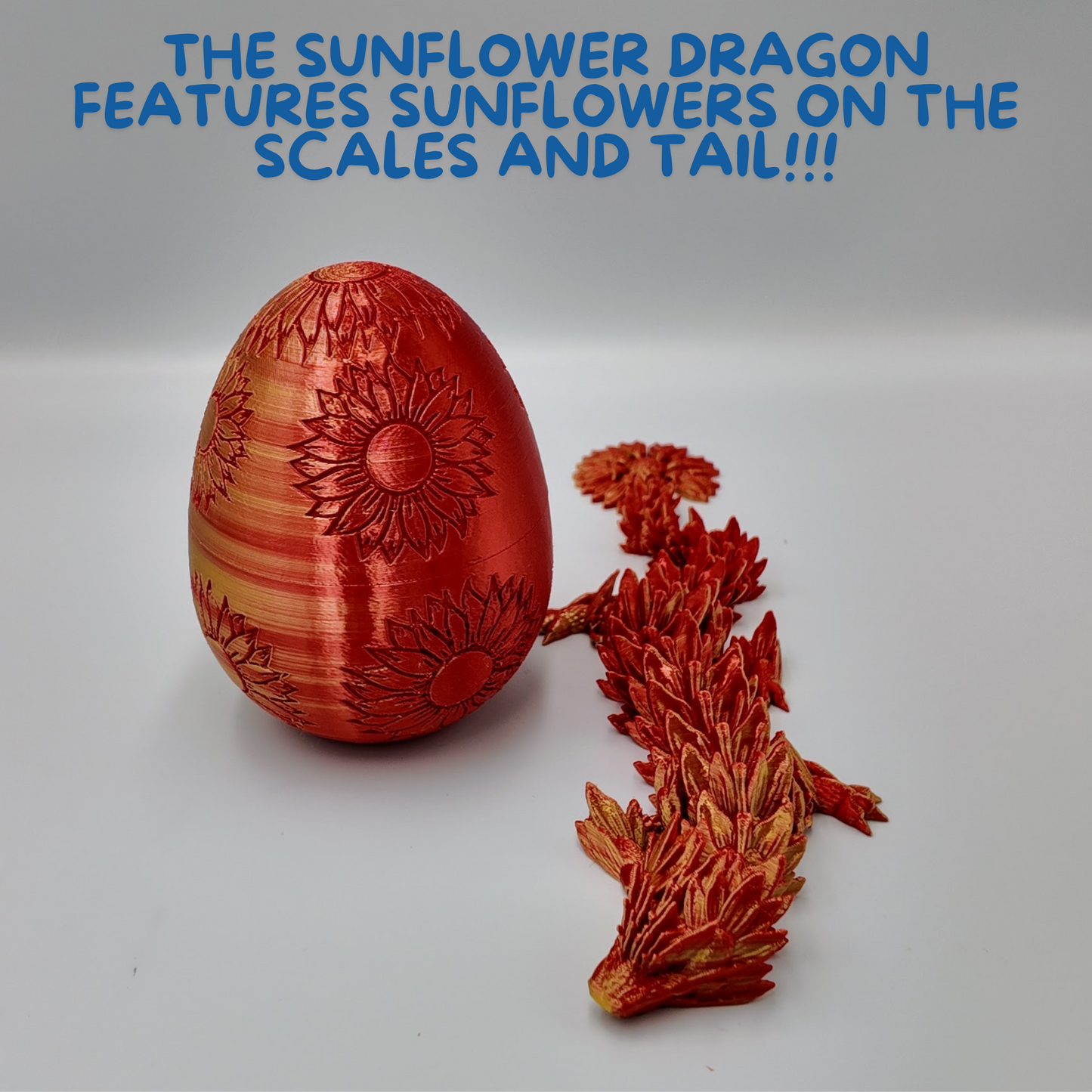 Sunflower Dragon Egg - 12.5" Dragons Articulating Joints - Sunflower Themed