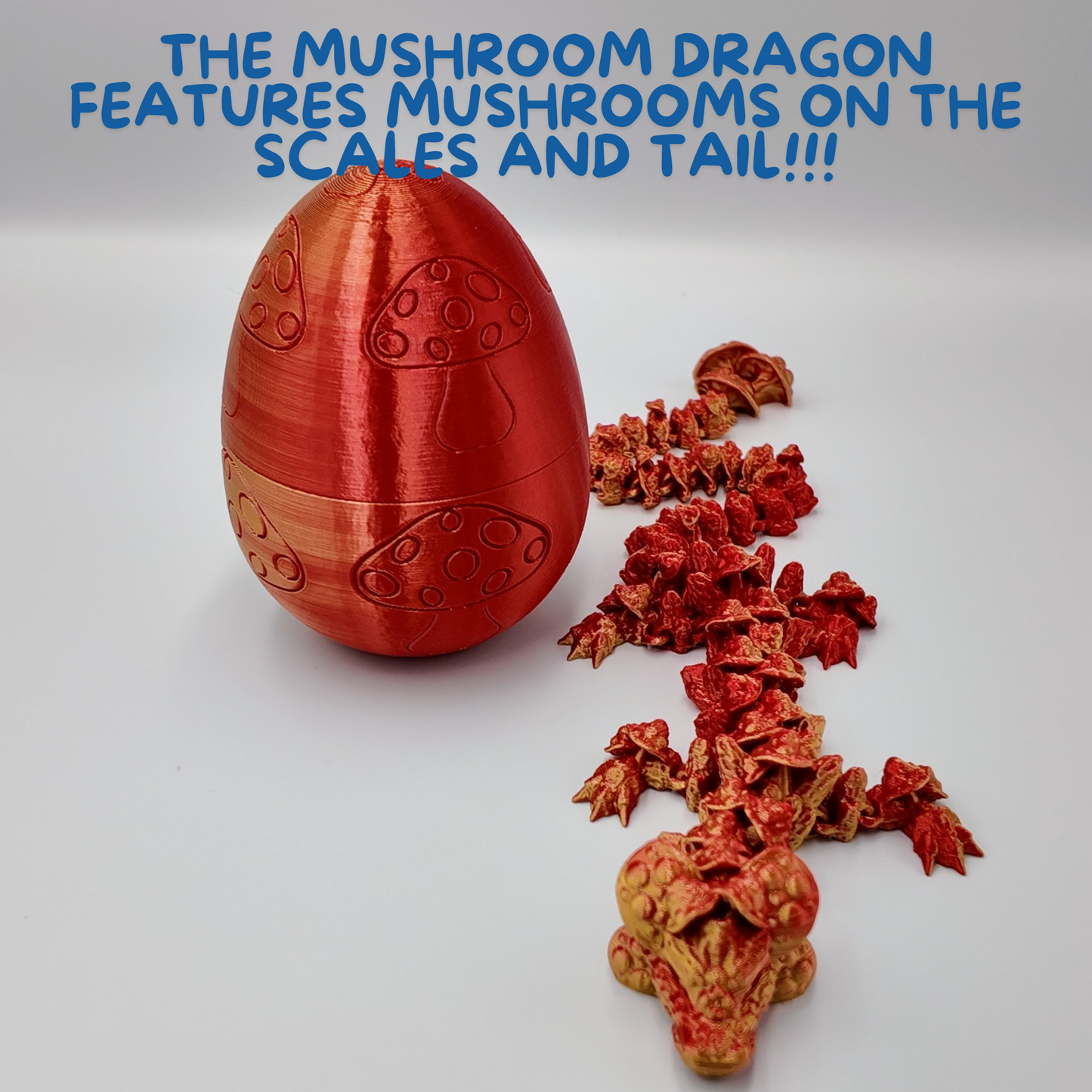 Mushroom Dragon Egg - 16" Dragons Articulating Joints - Mushroom Themed