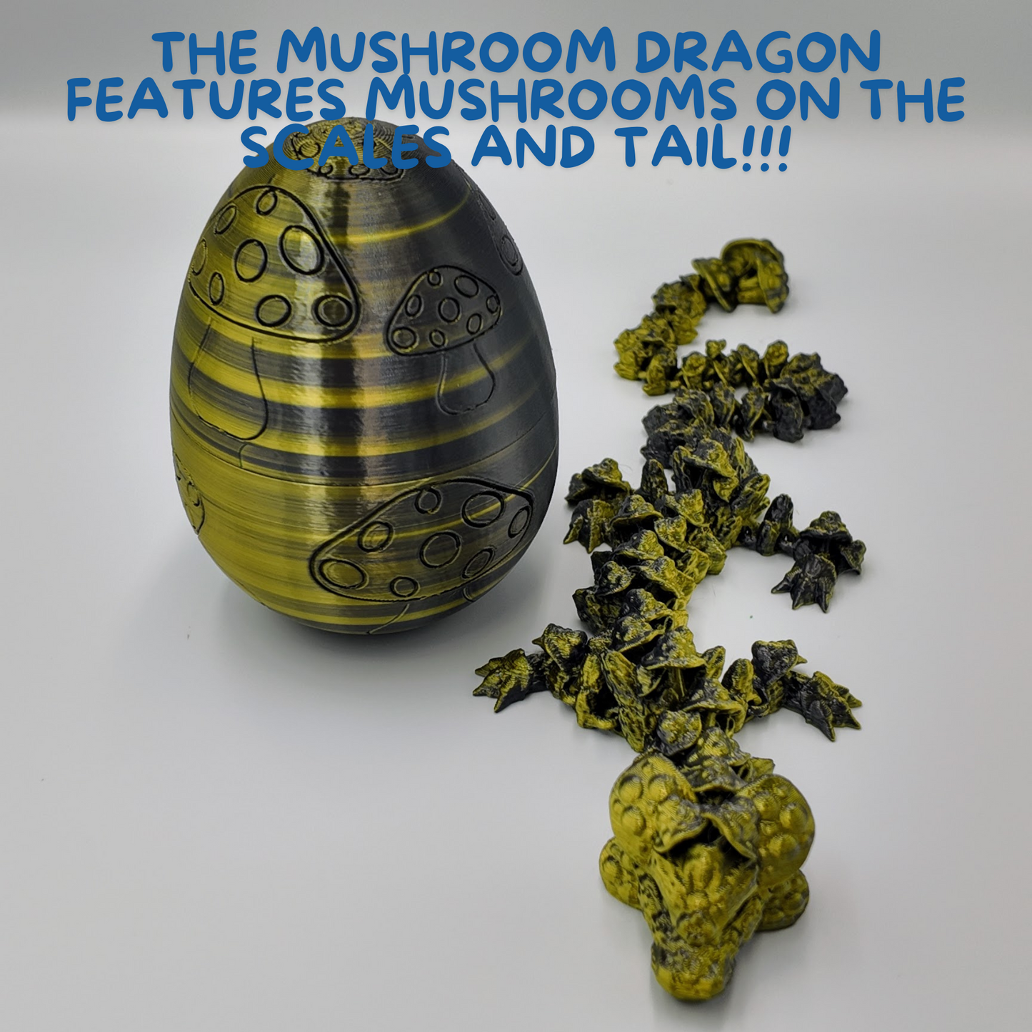 Mushroom Dragon Egg - 16" Dragons Articulating Joints - Mushroom Themed