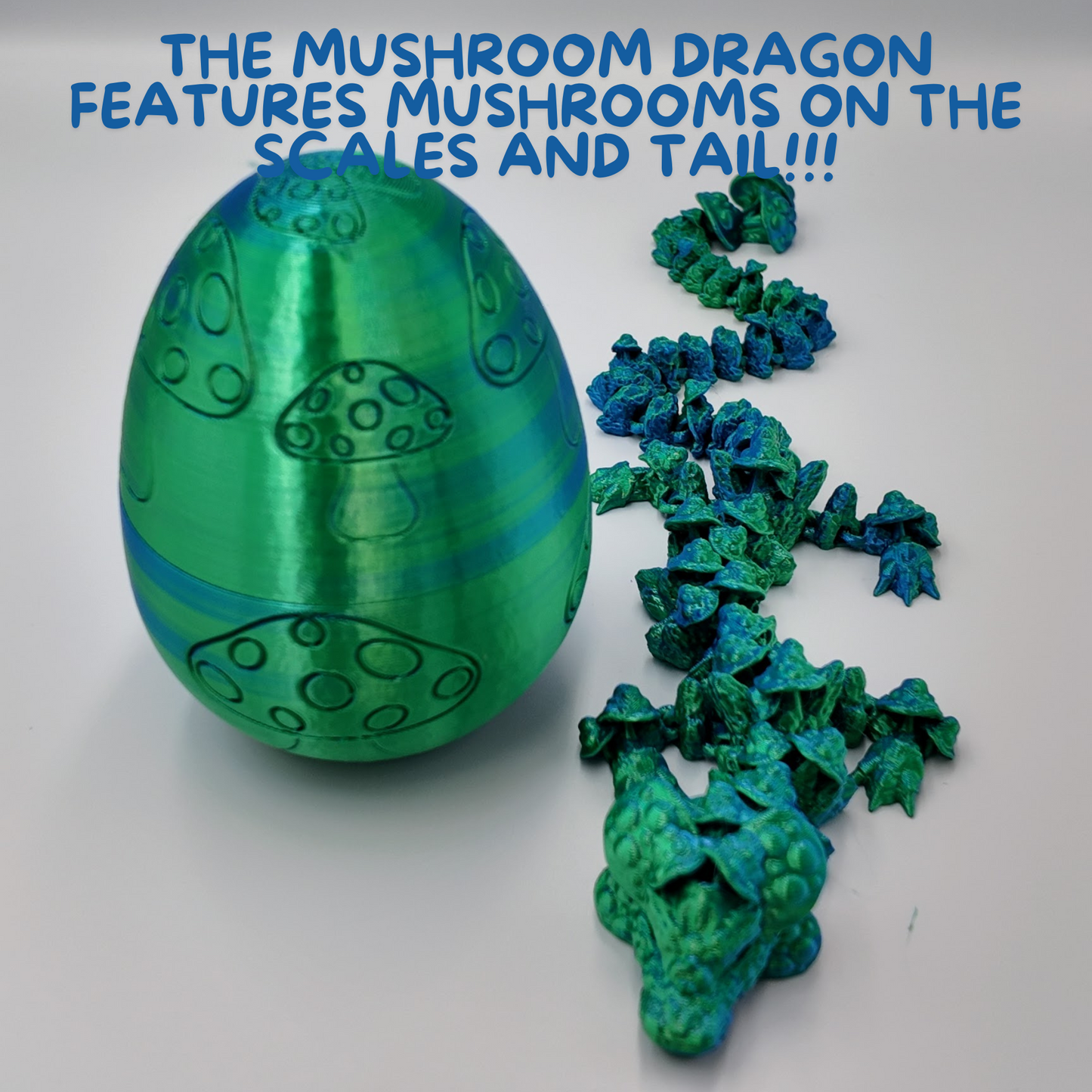 Mushroom Dragon Egg - 16" Dragons Articulating Joints - Mushroom Themed