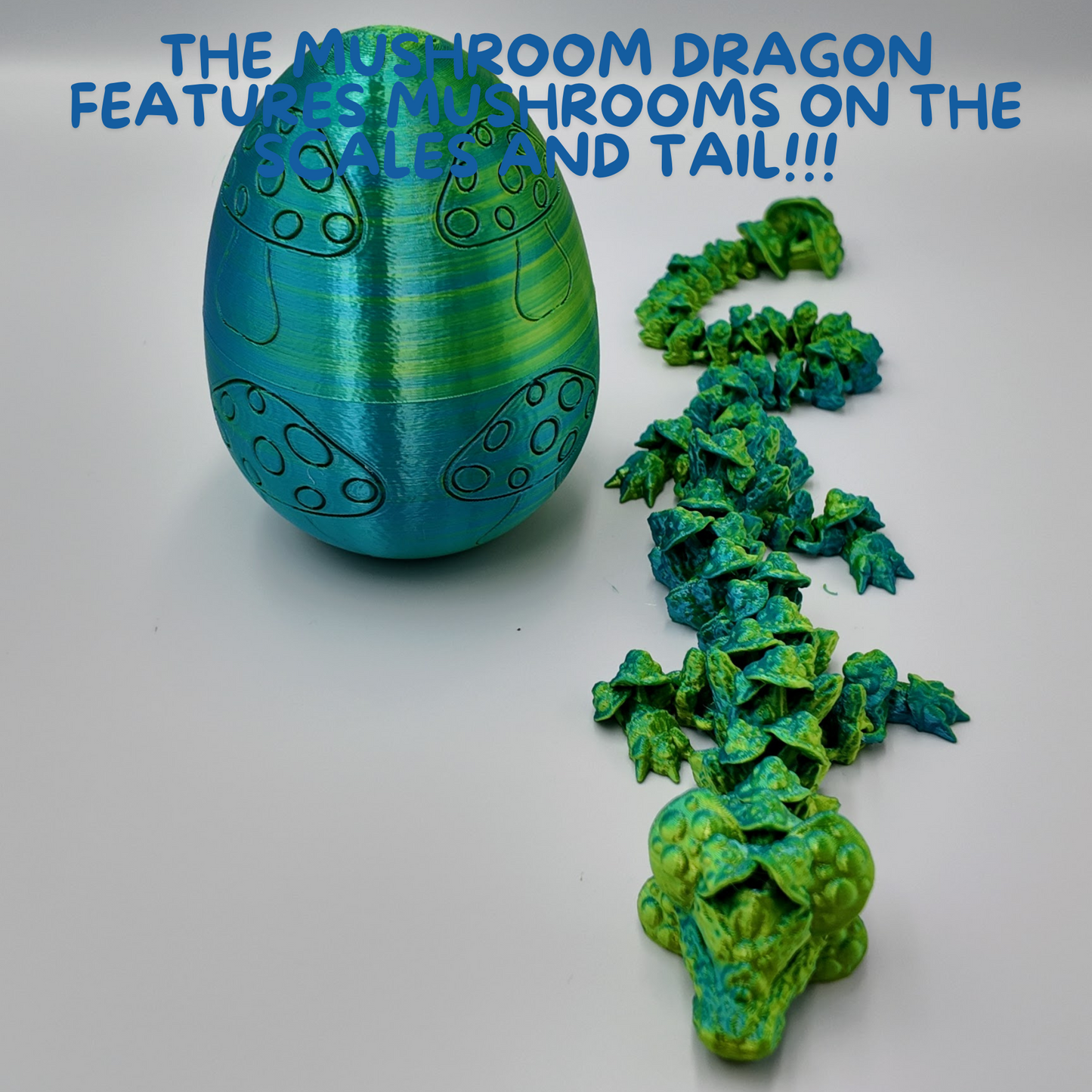 Mushroom Dragon Egg - 16" Dragons Articulating Joints - Mushroom Themed