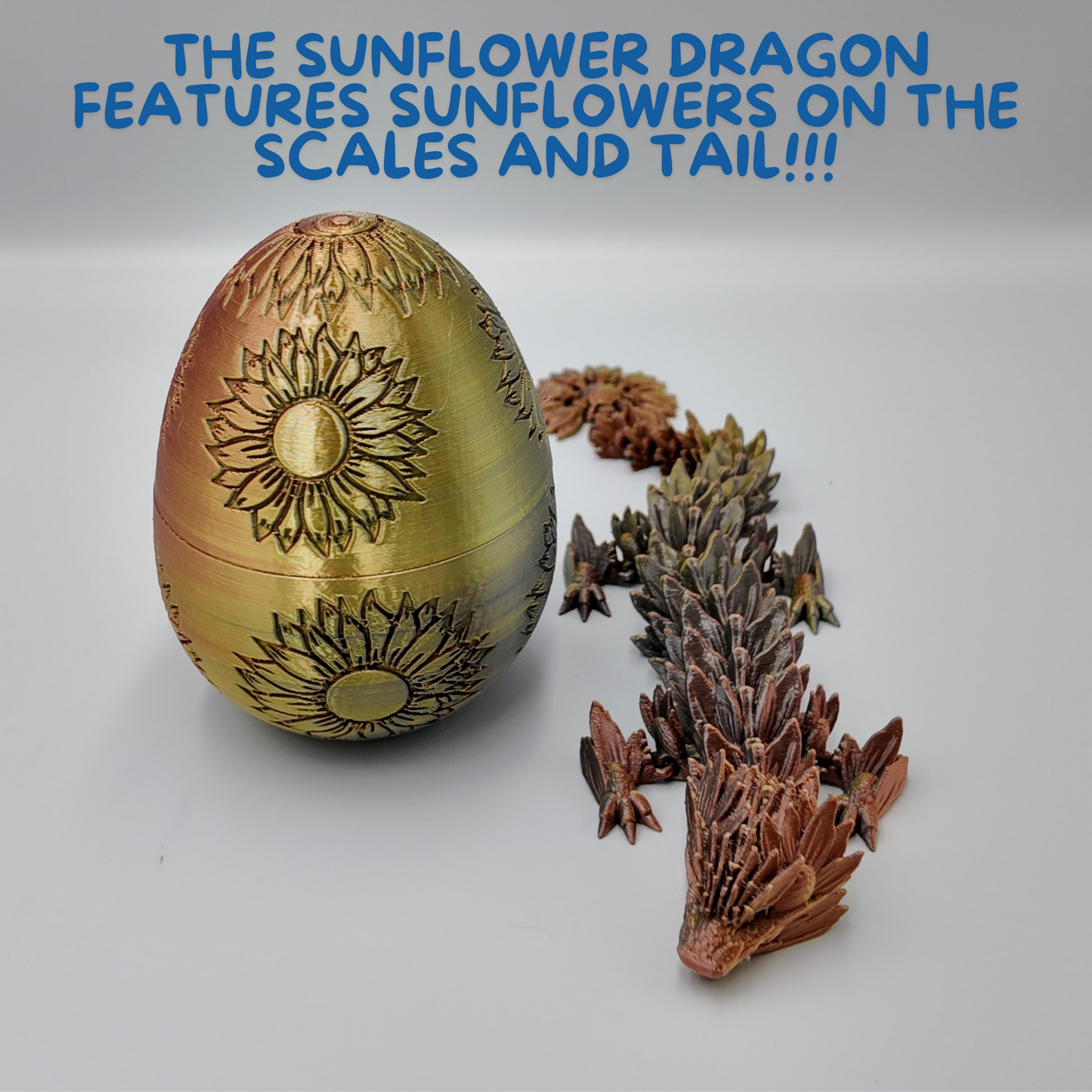 Sunflower Dragon Egg - 12.5" Dragons Articulating Joints - Sunflower Themed