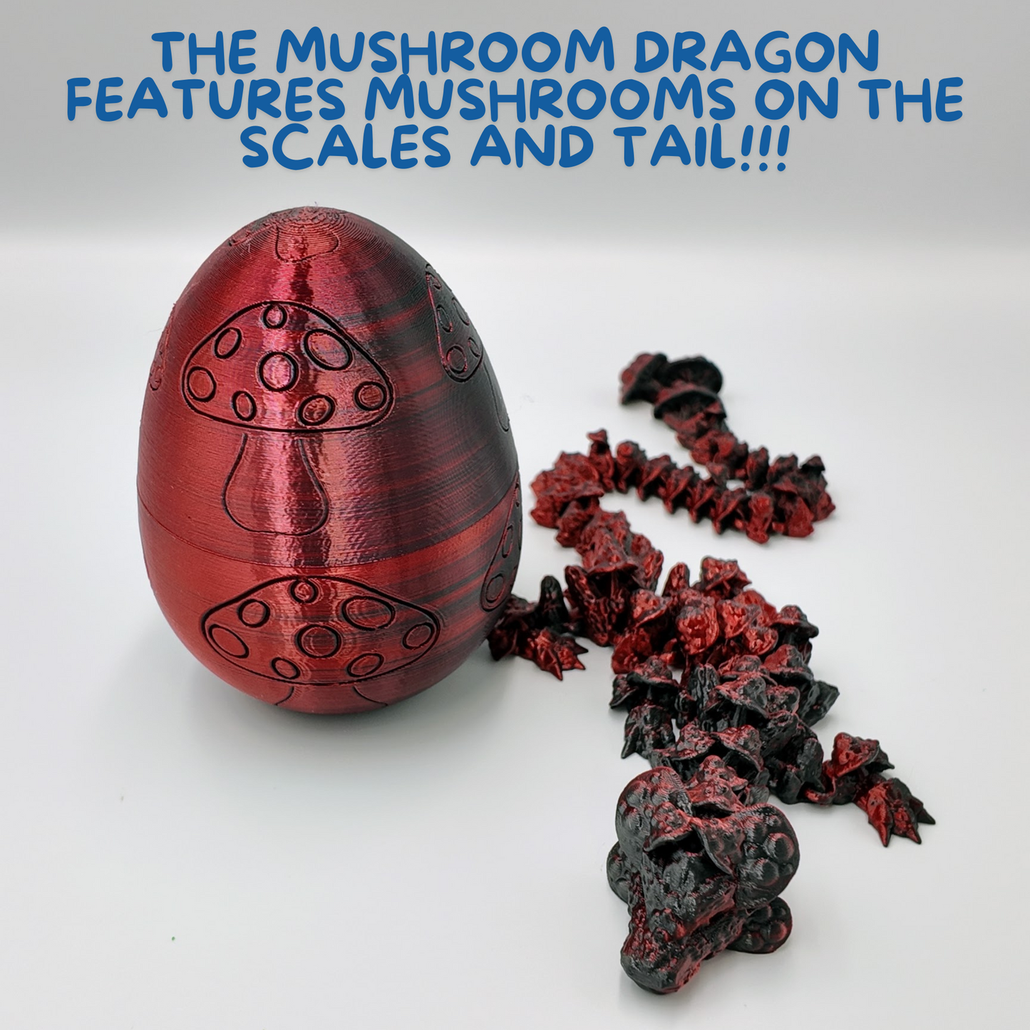 Mushroom Dragon Egg - 16" Dragons Articulating Joints - Mushroom Themed