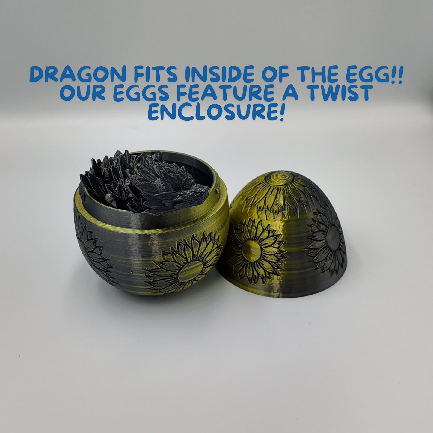 Sunflower Dragon Egg - 12.5" Dragons Articulating Joints - Sunflower Themed