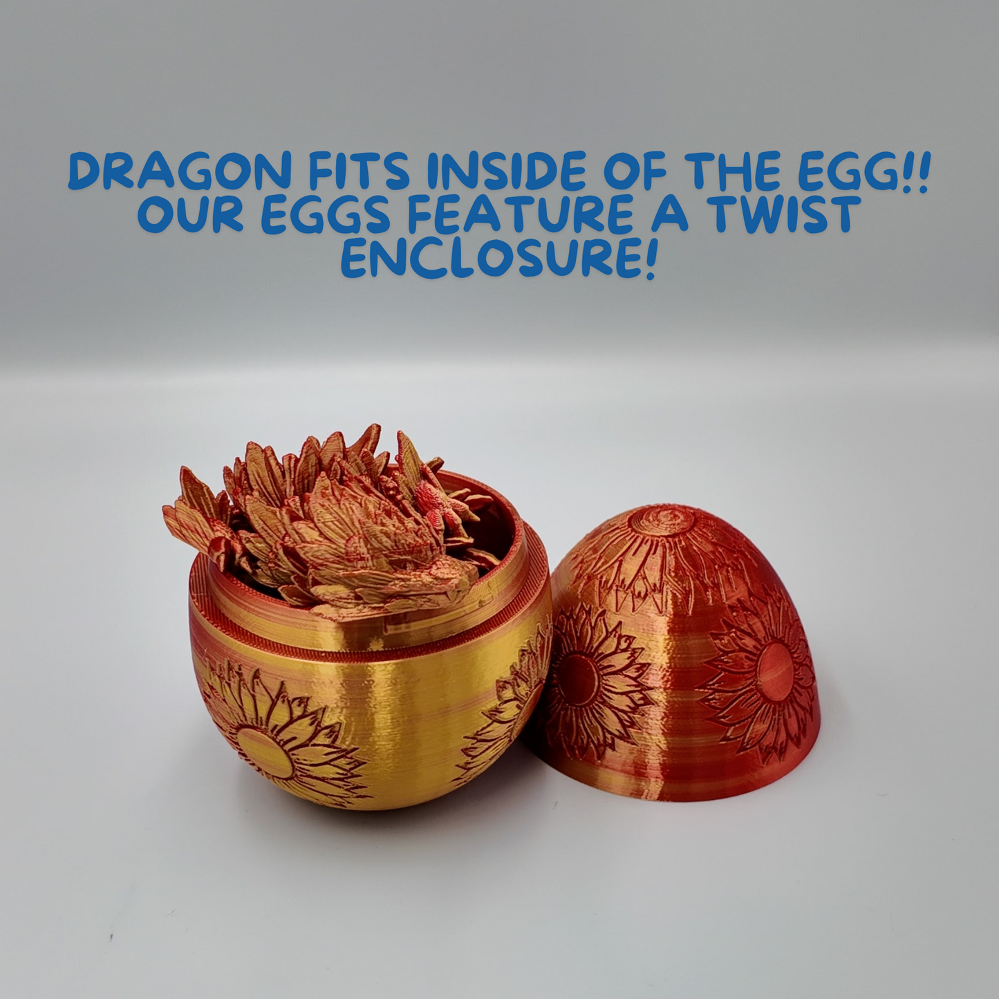 Sunflower Dragon Egg - 12.5" Dragons Articulating Joints - Sunflower Themed