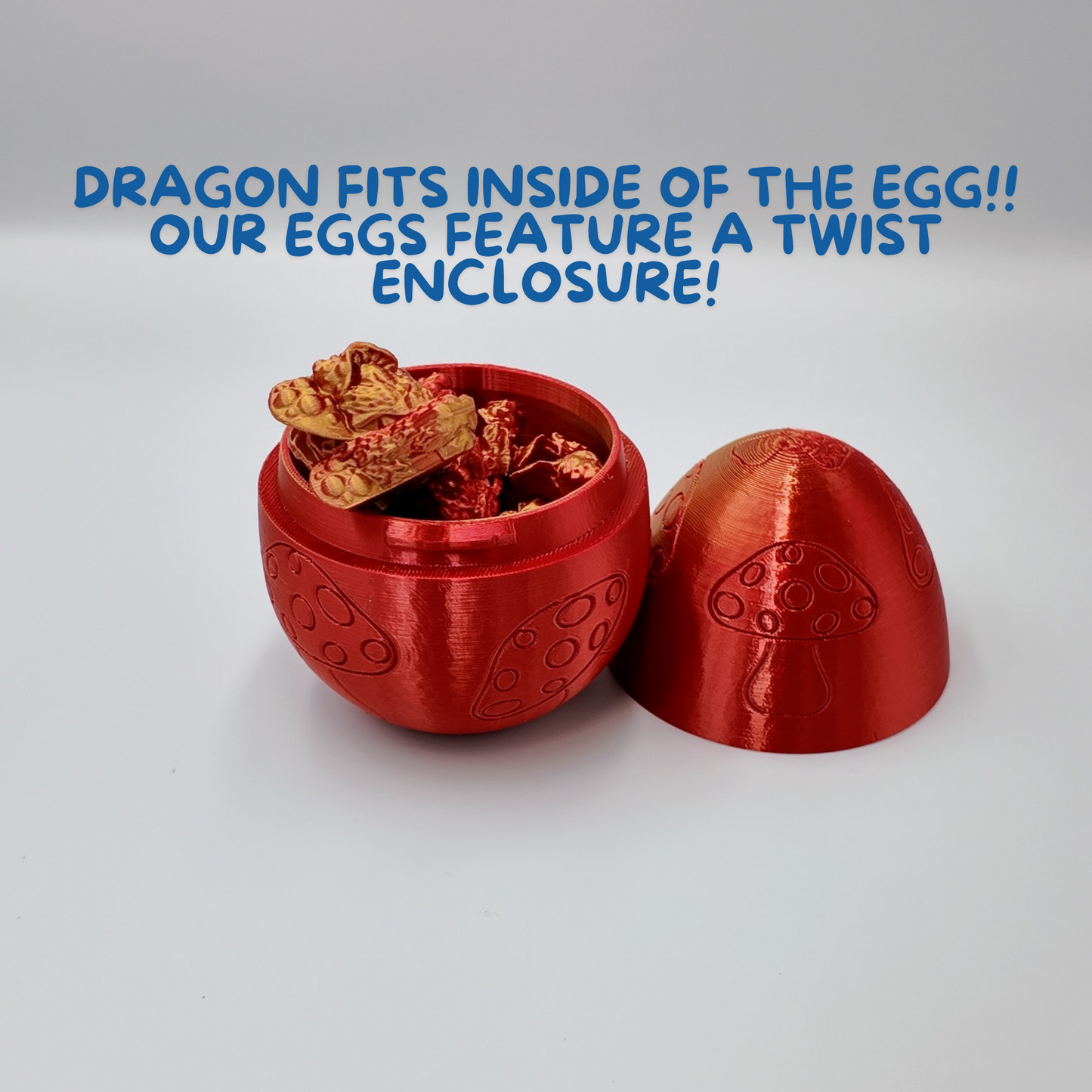 Mushroom Dragon Egg - 16" Dragons Articulating Joints - Mushroom Themed