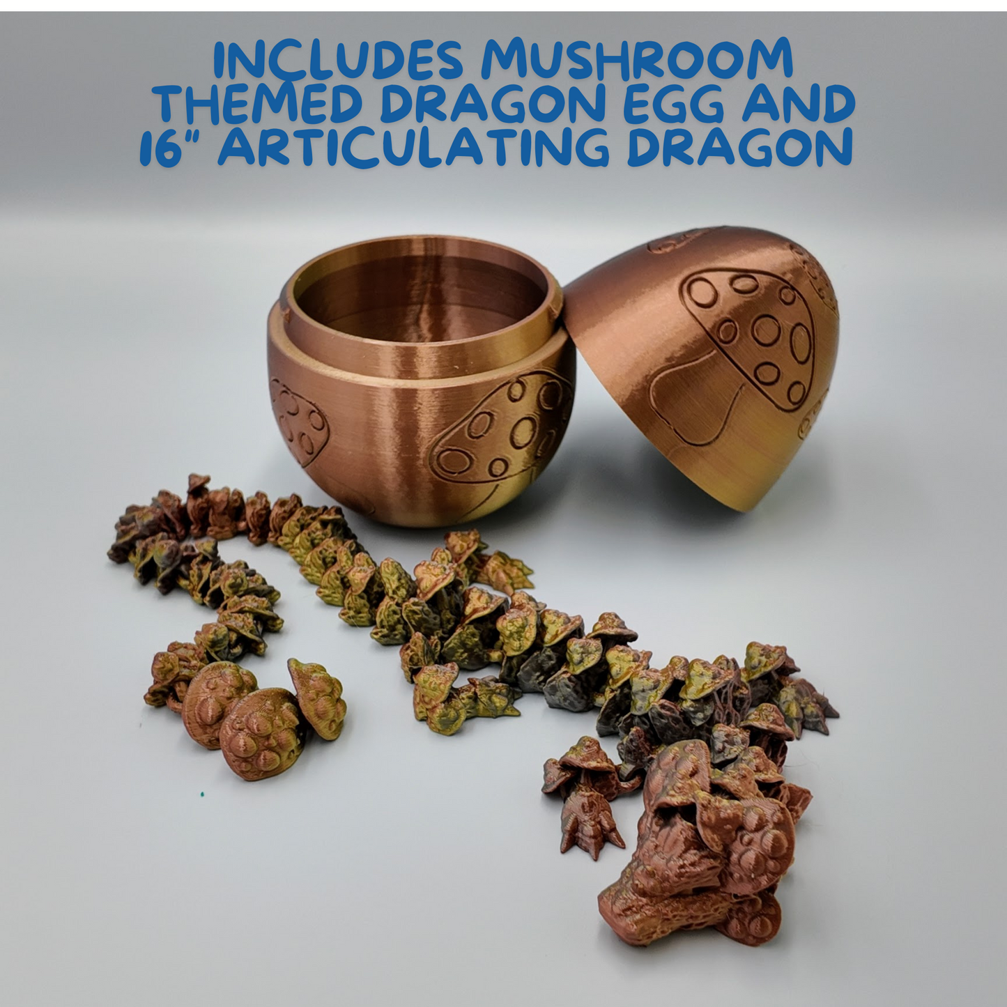 Mushroom Dragon Egg - 16" Dragons Articulating Joints - Mushroom Themed