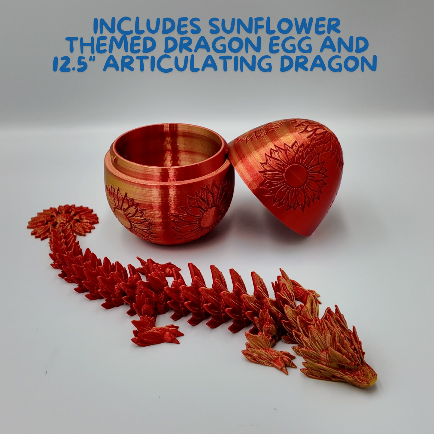 Sunflower Dragon Egg - 12.5" Dragons Articulating Joints - Sunflower Themed