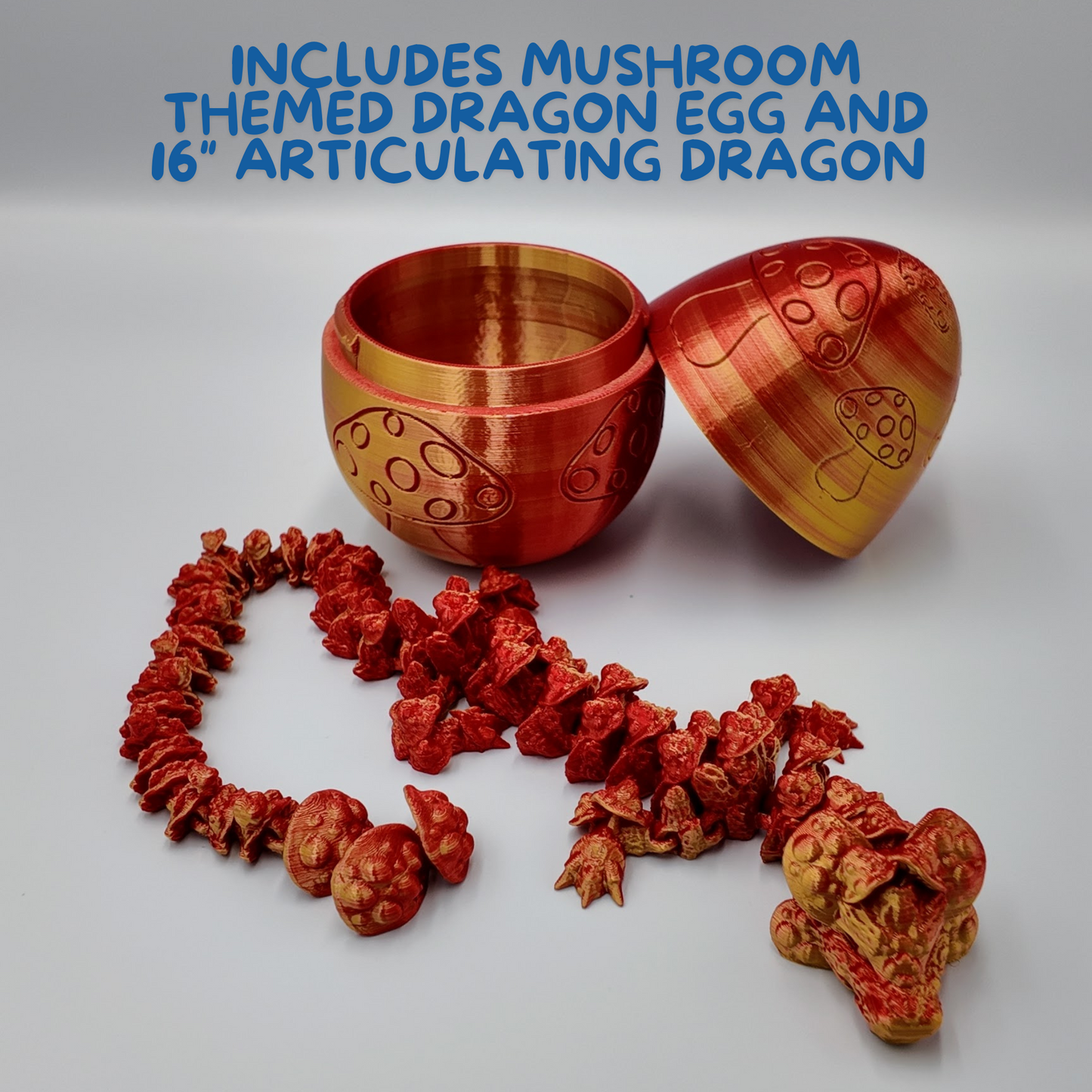 Mushroom Dragon Egg - 16" Dragons Articulating Joints - Mushroom Themed