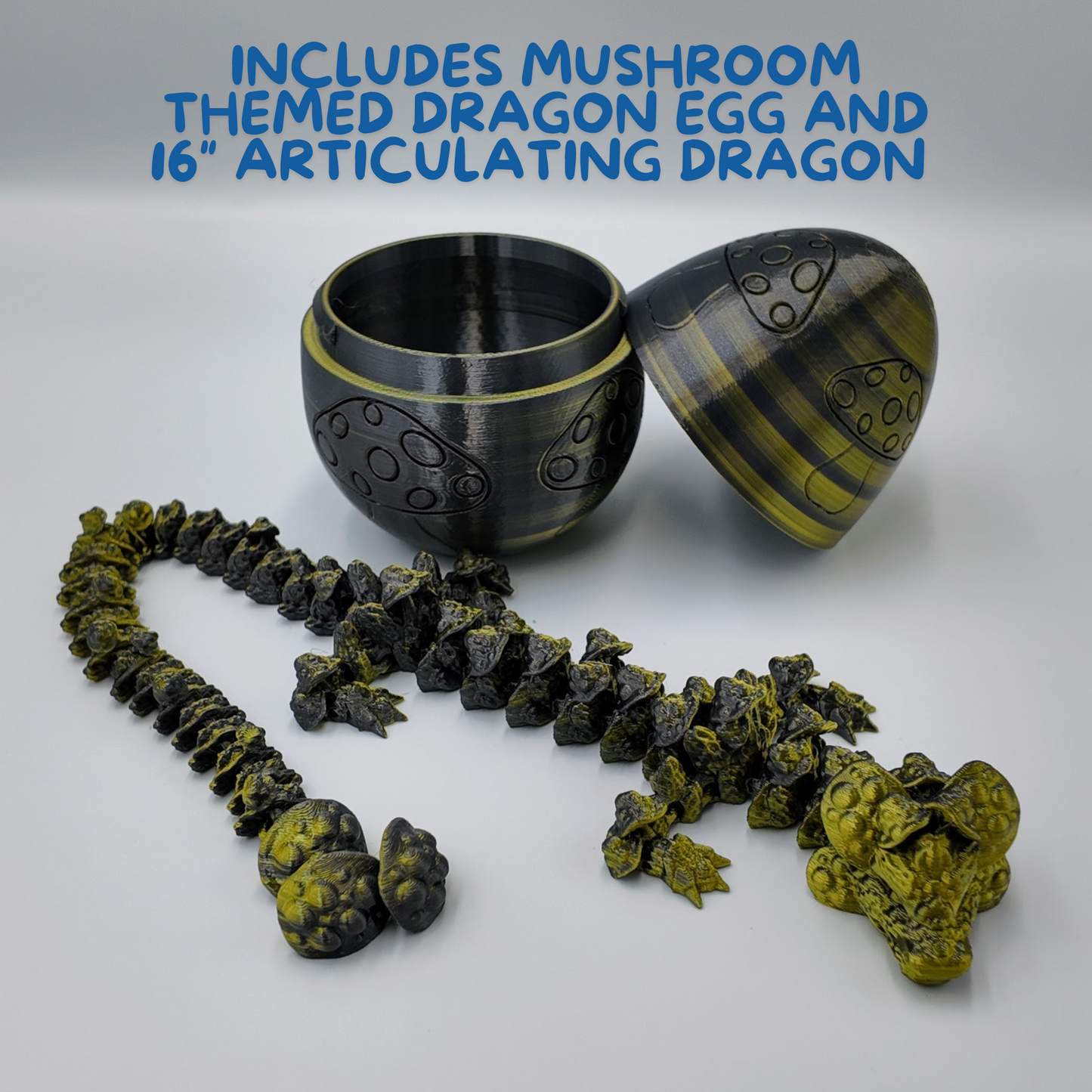 Mushroom Dragon Egg - 16" Dragons Articulating Joints - Mushroom Themed