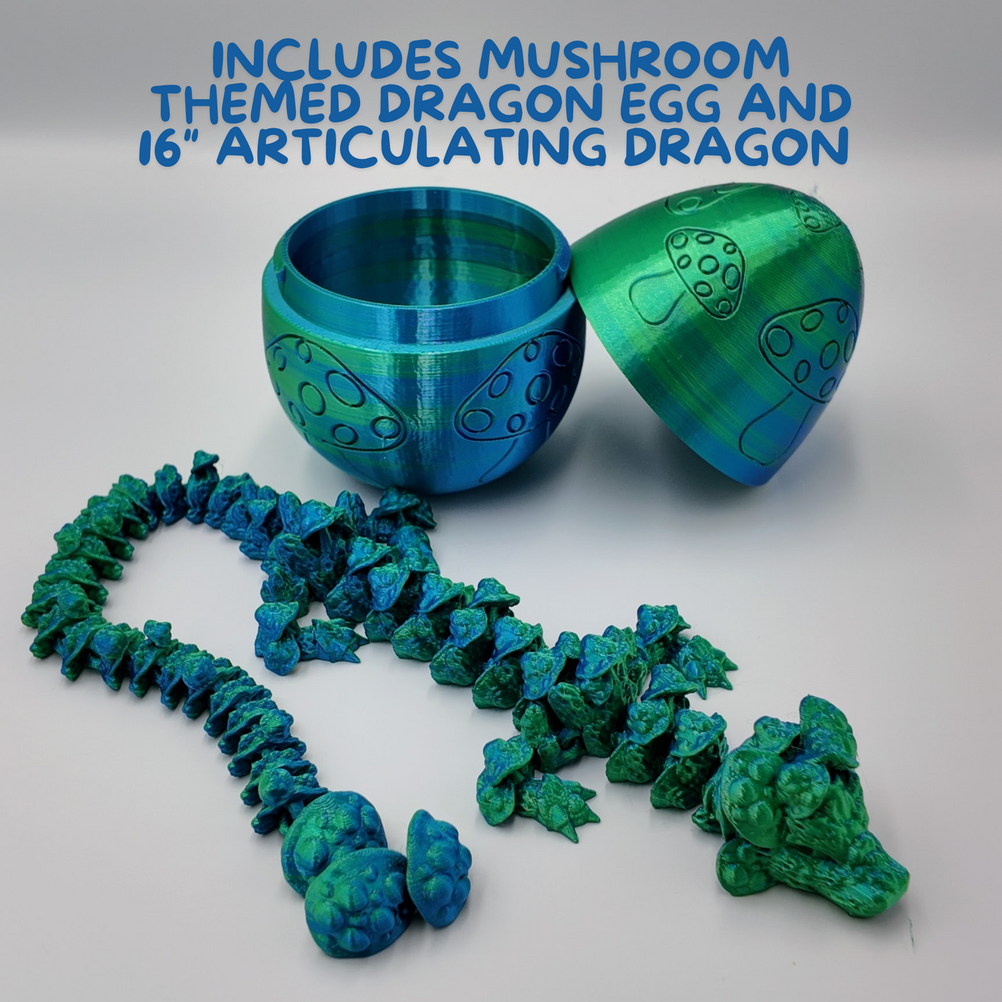 Mushroom Dragon Egg - 16" Dragons Articulating Joints - Mushroom Themed