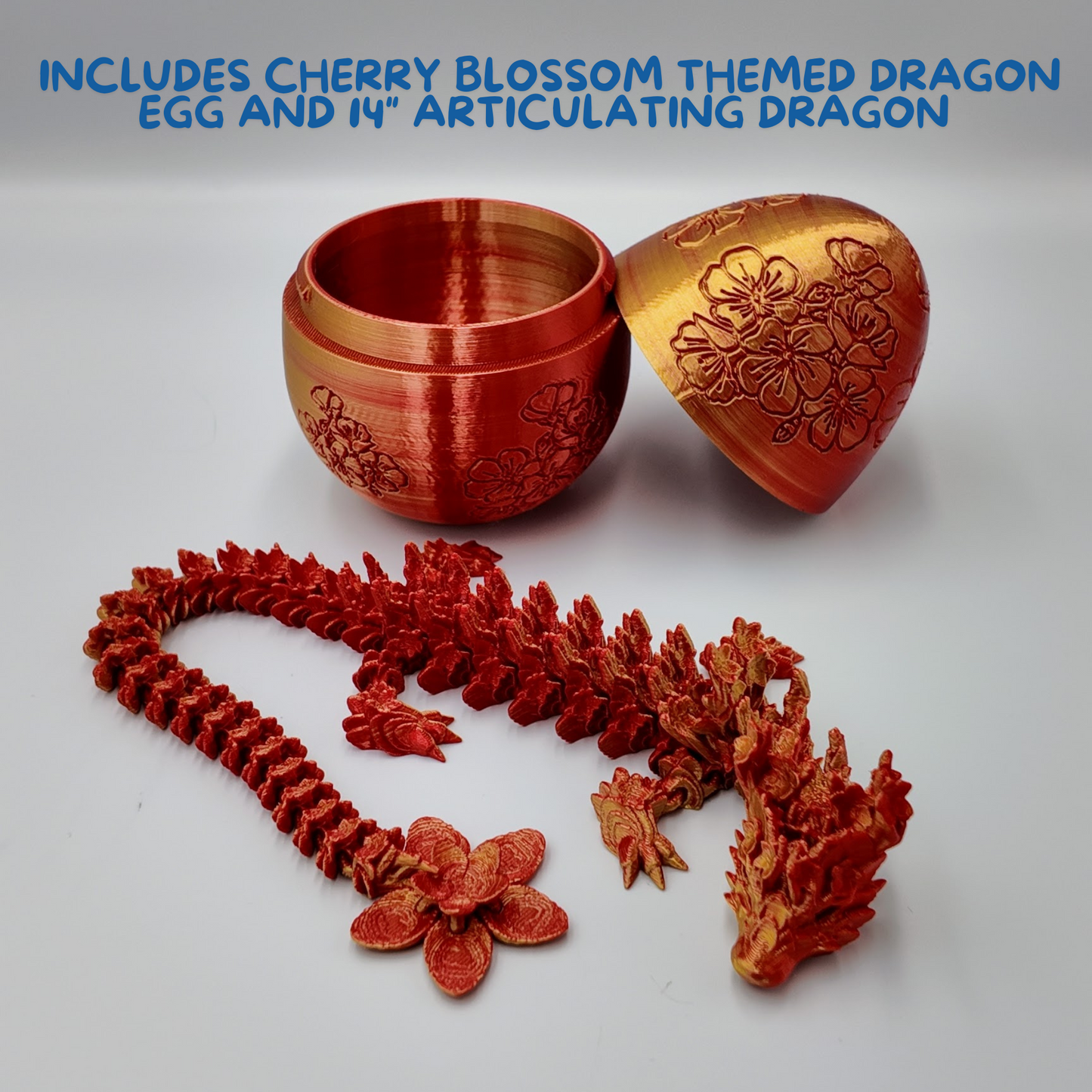 Cherry Blossom Dragon Egg - 14" Dragons Articulating Joints - Cherry Blossom Themed