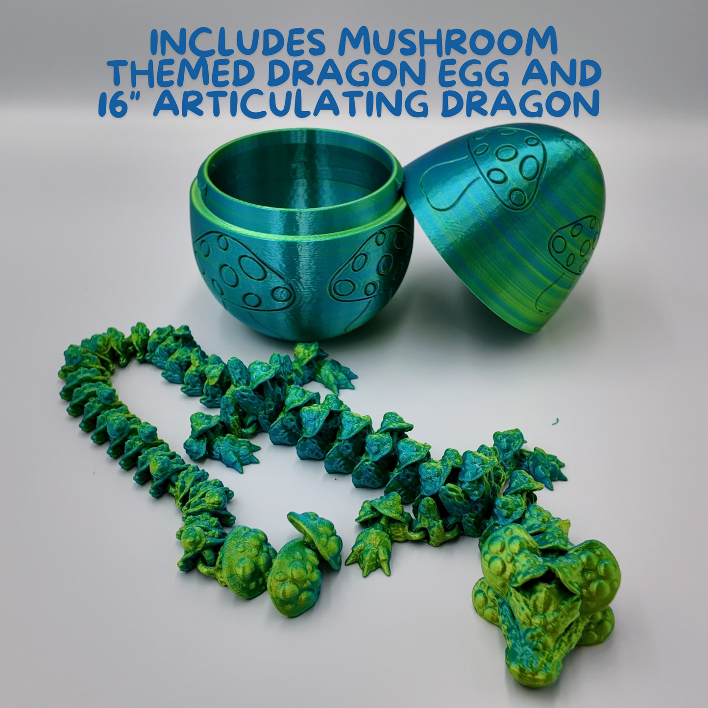 Mushroom Dragon Egg - 16" Dragons Articulating Joints - Mushroom Themed