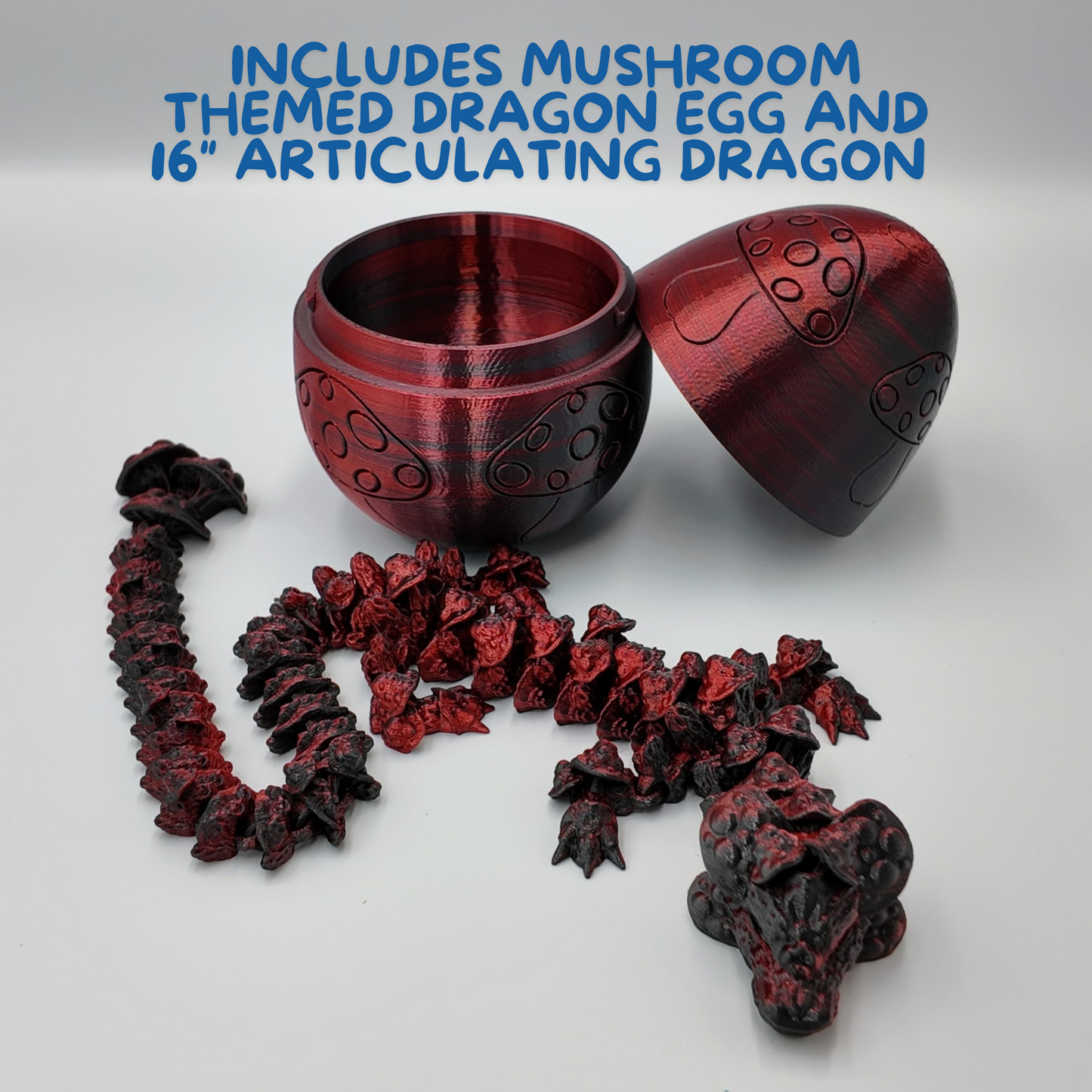 Mushroom Dragon Egg - 16" Dragons Articulating Joints - Mushroom Themed