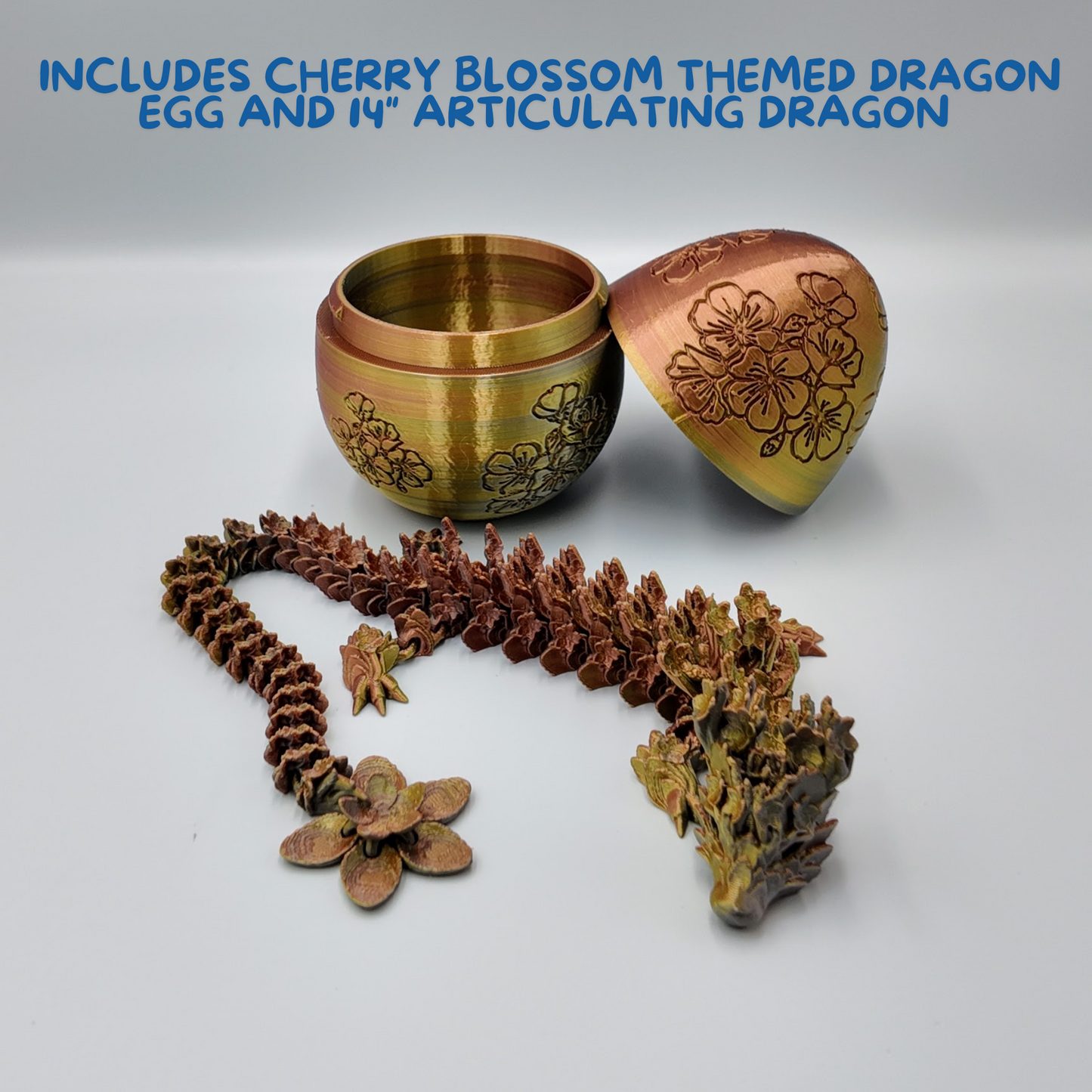 Cherry Blossom Dragon Egg - 14" Dragons Articulating Joints - Cherry Blossom Themed