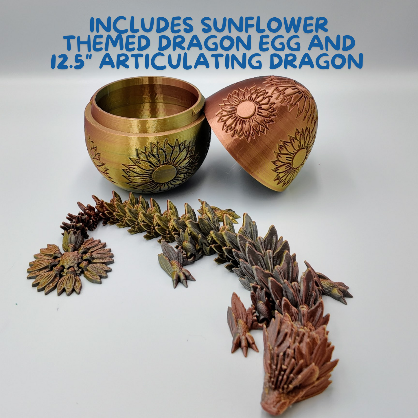 Sunflower Dragon Egg - 12.5" Dragons Articulating Joints - Sunflower Themed