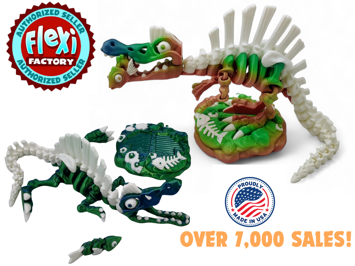 Spinosaurus Dinosaur Fidget Toy - Includes Prehistoric Stand and Fish