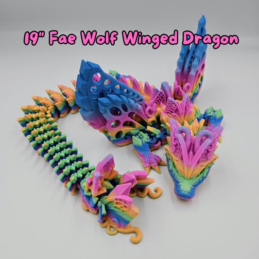 Fae Wolf Winged Dragon - 19" Adult Dragon