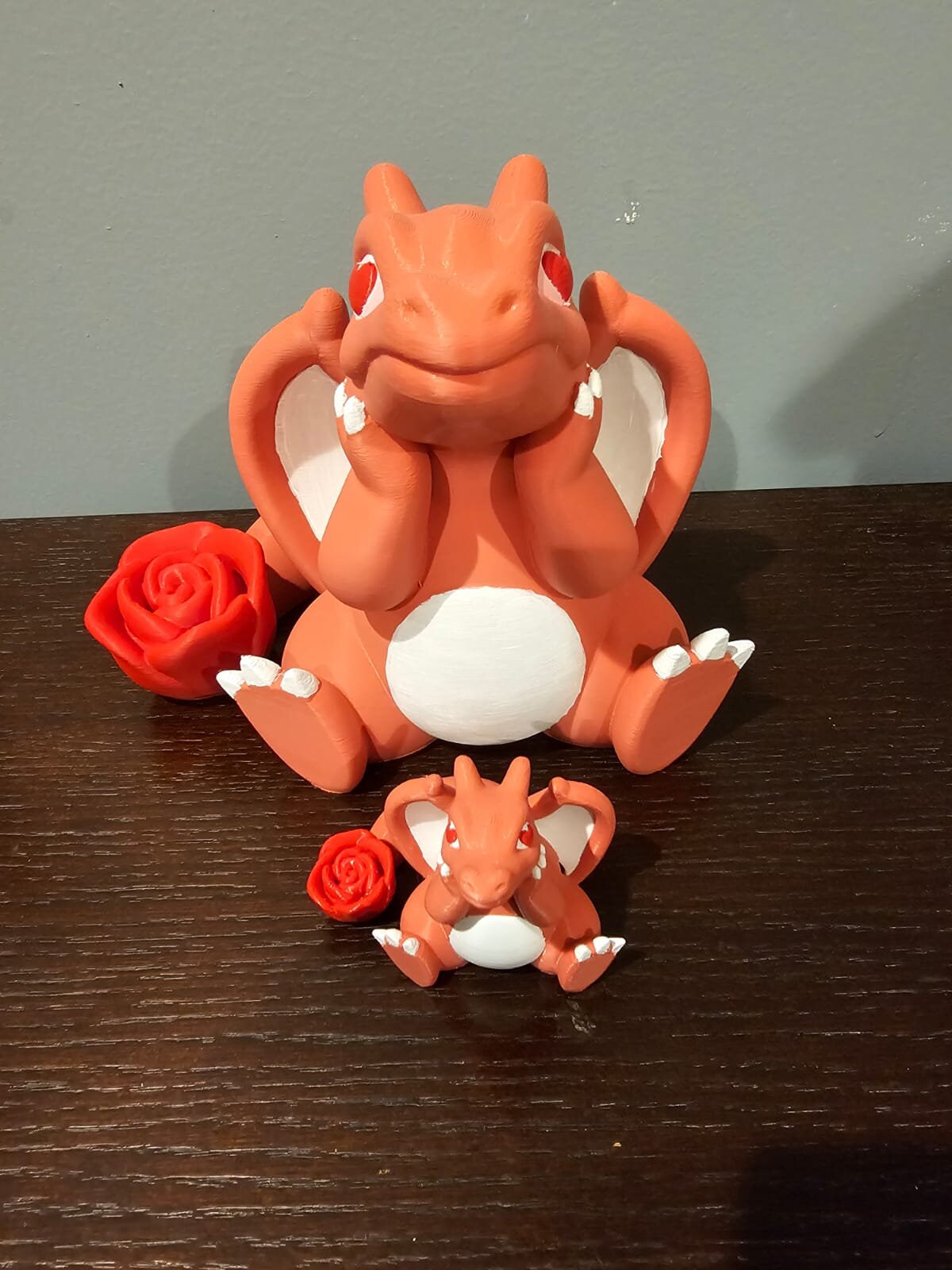 Valentine Charizard With Heart Eyes - Valentine's Day Gift For Her - Pokemon Rose Petal Action Figure - 3D Printed Charmander Chameleon Toy