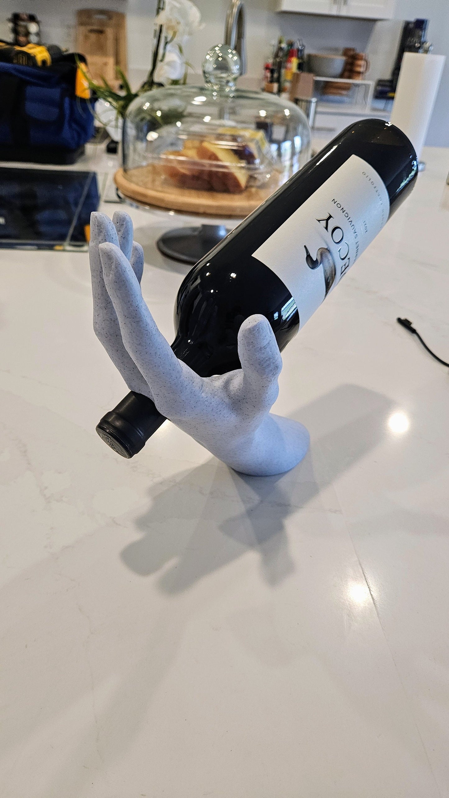 Wine Holder Unique Kitchen Decor - Hand Stand For Wine Bottles Standard Sizing